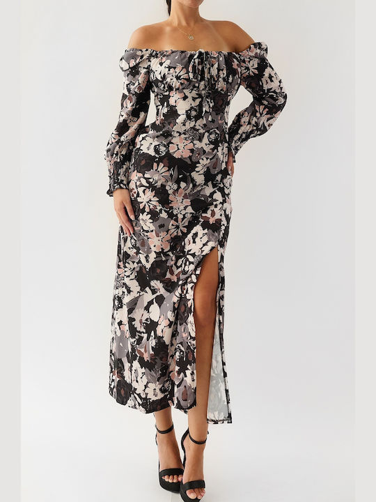 Emilia Midi Black Floral Cutout Dress