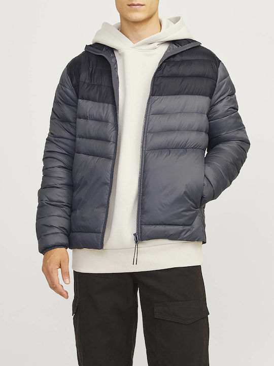 Jack & Jones Men's Puffer Jacket Asphalt Black Dark Gray