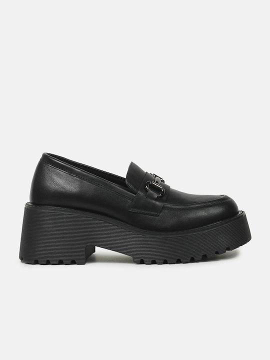 InShoes Leather Women's Loafers in Black Color