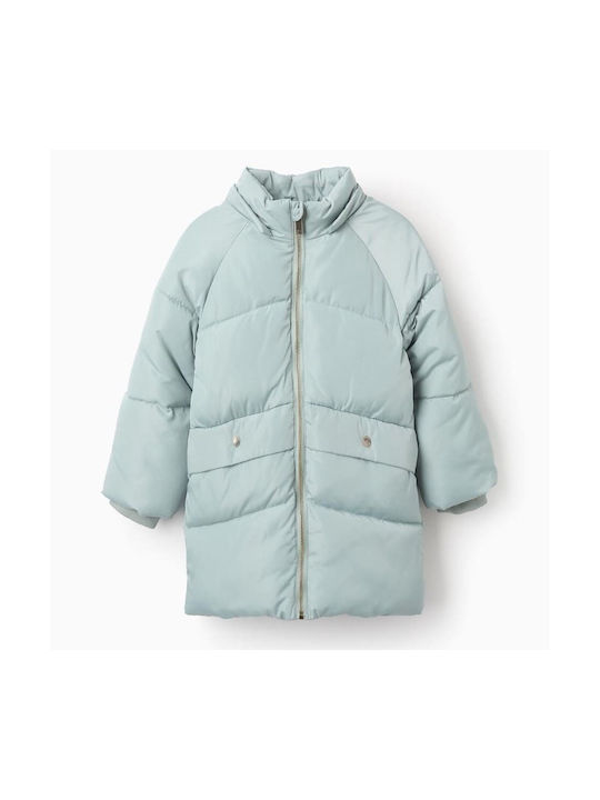 Zippy Kids Quilted Jacket Long with Lining & Hood Green