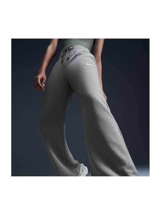 Sportswear High Waist Sweatpants Wide Fleece Gray