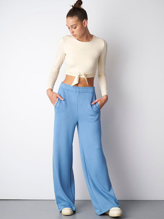 SugarFree Women's High Waist Wide Sweatpants Blue