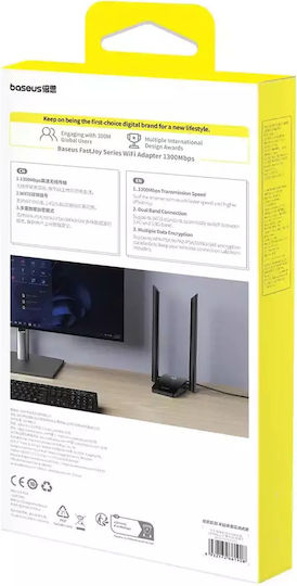Baseus Fastjoy Αντάπτορας Δικτύου USB με Ασύρματη Σύνδεση Wi-Fi 1300Mbps