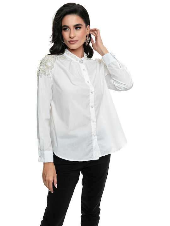 RichgirlBoudoir Women's Long Sleeve Shirt White