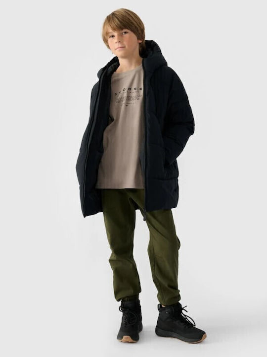 Kids' Casual Jacket Long with Hood Black