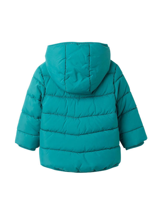 Zippy Kids Quilted Jacket with Lining & Hood Τυρκουάζ - Πράσινο