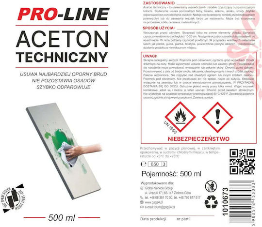 Technical Acetone 100% Spray Pro-line Spray 500ml 5902578453033
