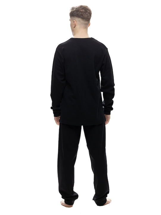 Galaxy Men's Winter Pajamas Set Black