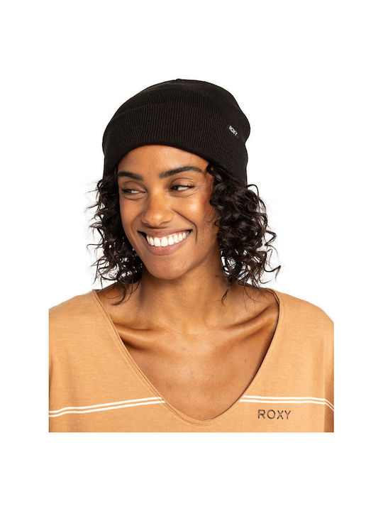 Roxy Snow Beanie Beanie with Rib Knit in Black color