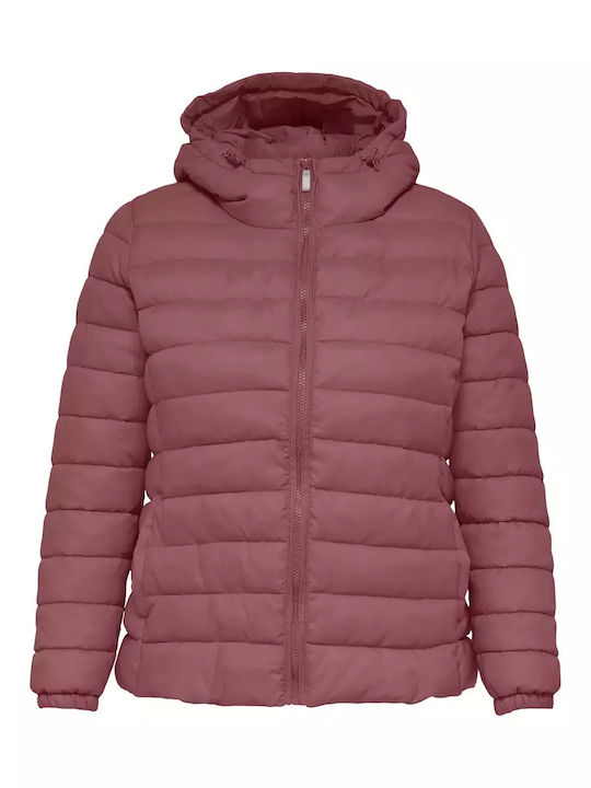 Lang Damen Puffer Jacke für Winter Burgundy