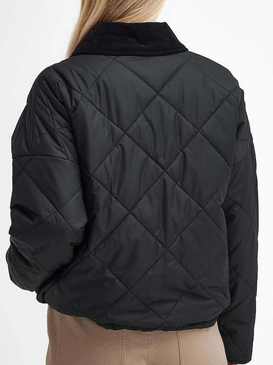 Barbour Quilt Κοντό Γυναικείο Μπουφάν για Χειμώνα Black