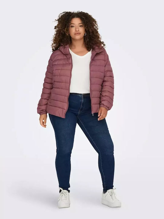 Lang Damen Puffer Jacke für Winter Burgundy