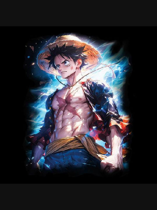 Tricou Premium Takeposition Imprimare Mare Bumbac Gros 185 G/m2 Anime Monkey D. Luffy One Piece Negru 321-1412