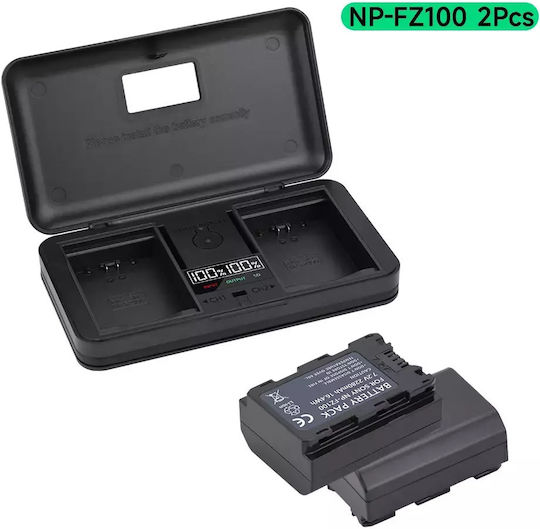 Np-fz100 Camera Battery Dual-slot Charger Usb Power Bank Function 2 Battery 1 Charger