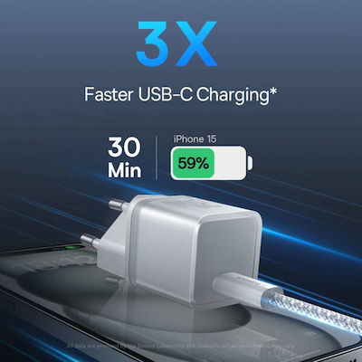 Baseus Charger Without Cable with USB-C Port 30W Whites (P10162504213-00)