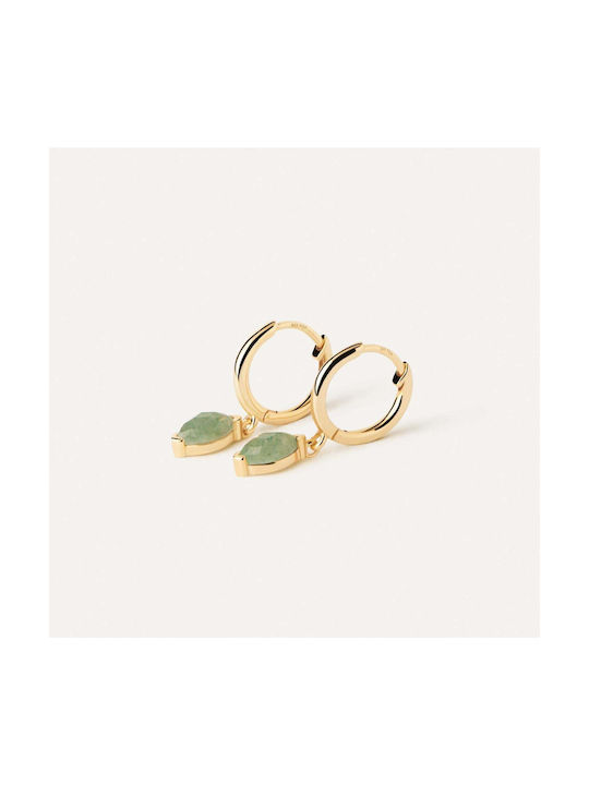 P D Paola Earrings Hoops made of Silver Gold Plated with Stones