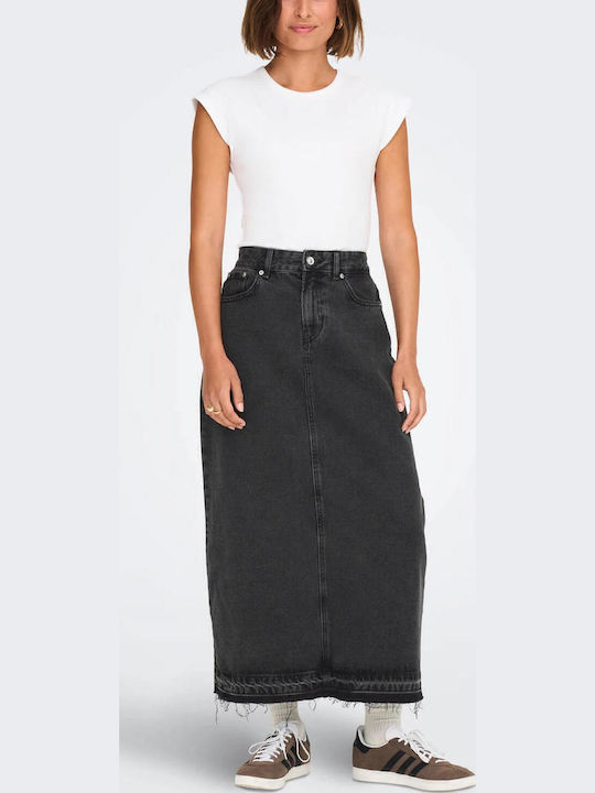 Maxi Φούστα Πουά Washed Black