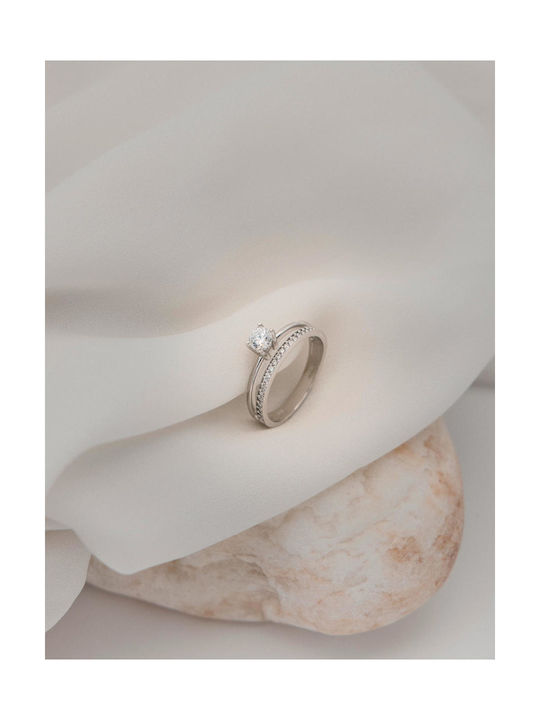 Themelidis Jewels Μονόπετρο από Λευκόχρυσο 18Κ με Διαμάντι