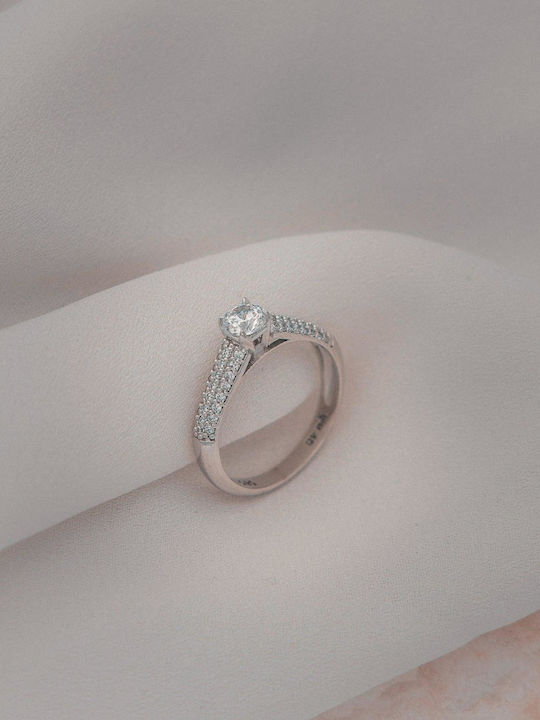 Themelidis Jewels Μονόπετρο από Λευκόχρυσο 18Κ με Διαμάντι