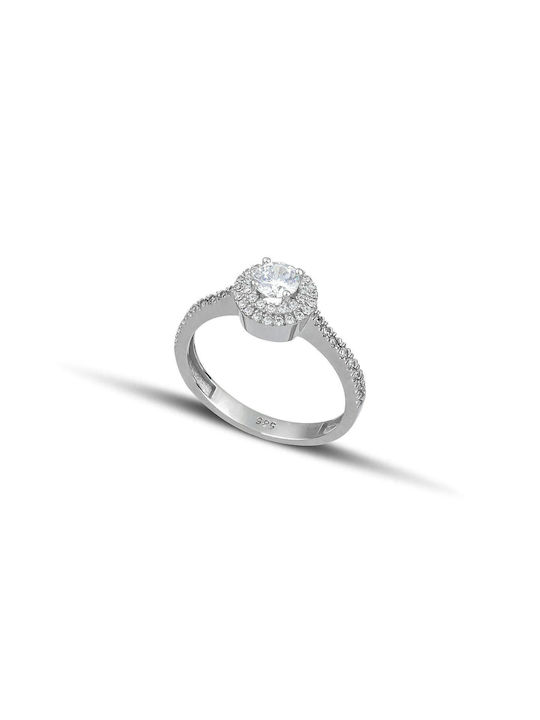 Themelidis Jewels Μονόπετρο Ροζέτα από Λευκόχρυσο 18Κ με Διαμάντι
