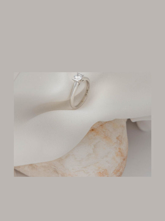 Themelidis Jewels Μονόπετρο από Λευκόχρυσο 18Κ