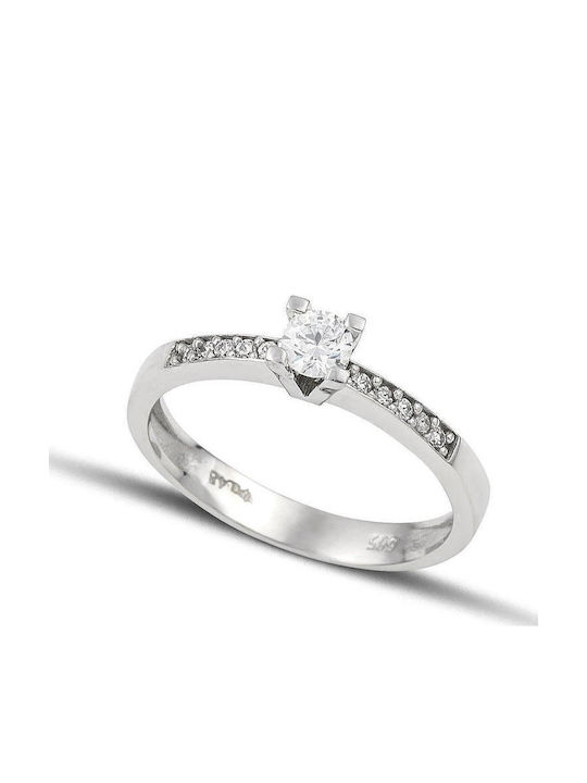 Themelidis Jewels Μονόπετρο από Λευκόχρυσο 18Κ με Διαμάντι