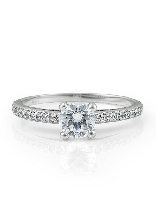 Themelidis Jewels Μονόπετρο από Λευκόχρυσο 18Κ με Διαμάντι