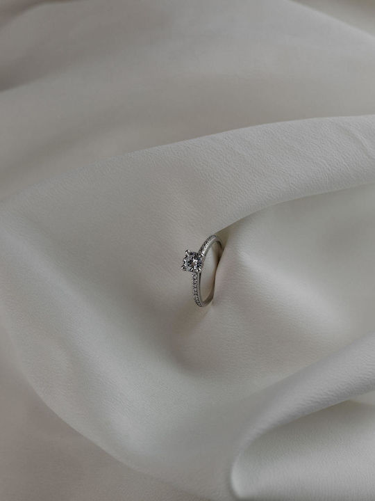Themelidis Jewels Μονόπετρο από Λευκόχρυσο 18Κ με Διαμάντι