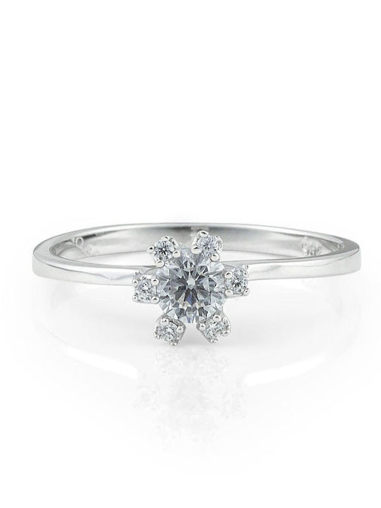 Themelidis Jewels Μονόπετρο από Λευκόχρυσο 18Κ με Διαμάντι