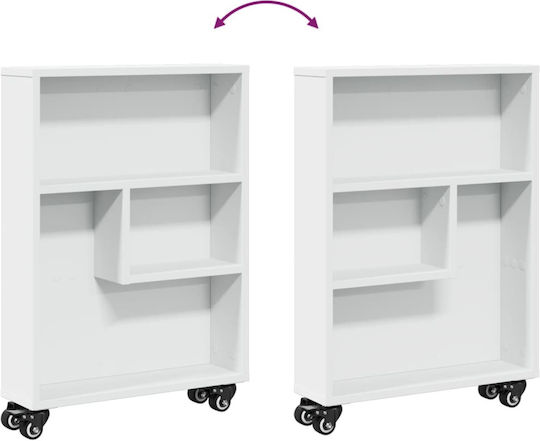 vidaXL Τρόλεϊ Κουζίνας Ξύλινο 4 Θέσεων Λευκό 48x13x68cm