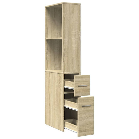 vidaXL Wall Hung Cabinet Bathroom Column Cabinet L22xD41xH135cm Sonoma
