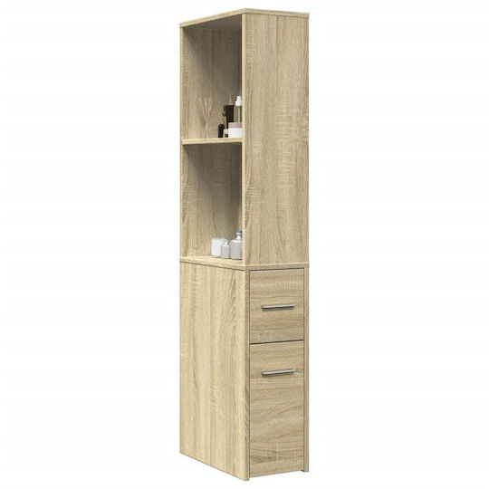 vidaXL Wall Hung Cabinet Bathroom Column Cabinet L22xD41xH135cm Sonoma