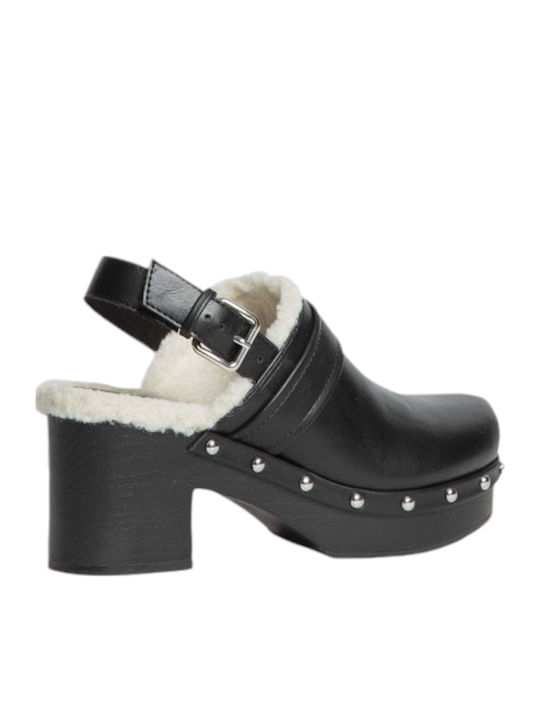 Mule cu cu gleznă înaltă Toc în Culoare Negru