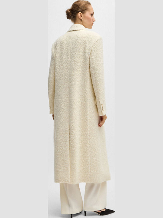 Cadensi Women's Ecru Coat with Buttons