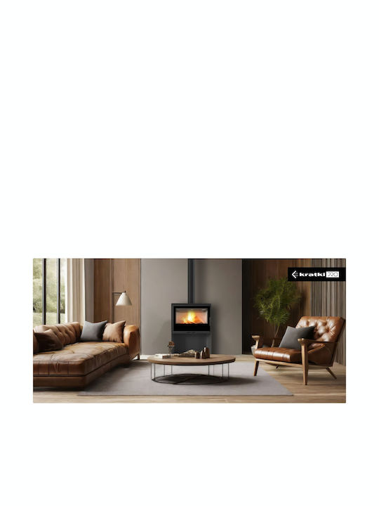 Kratki Kaminofen Kassette Holz Warmluft Gebogen mit einer zu öffnenden Tür
