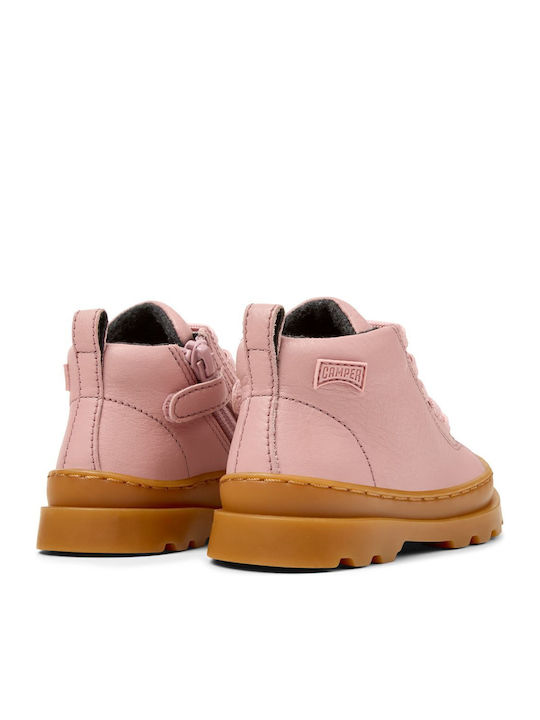 Brutus Fw Leather Kids Boots with Zipper Pink