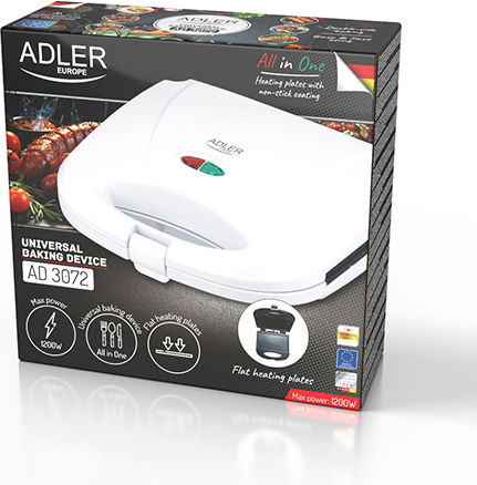 Adler Tischplatte Elektrogrill Glatte Platte 700W mit Deckel 20cmx11cmcm