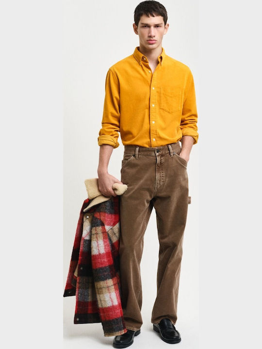 Long-sleeved Corduroy Shirt Yellow