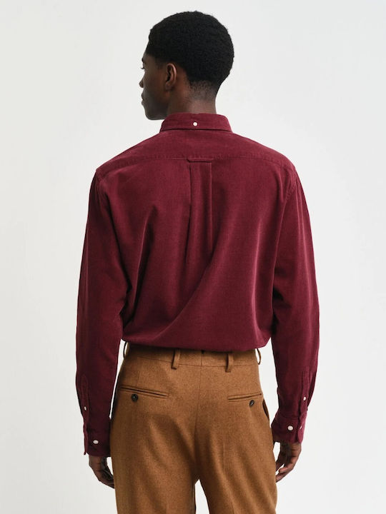 Long-sleeved Corduroy Shirt Burgundy