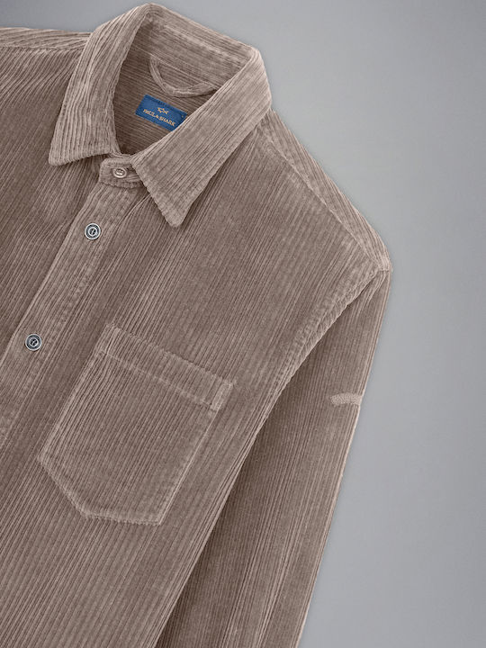 Дълъг Ръкав Рипсено Кадифе Overshirt Стандартна Кройка Бежово