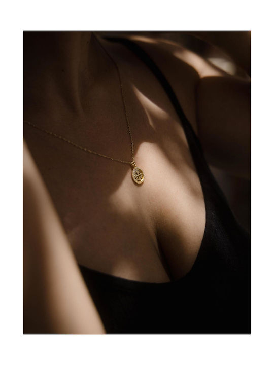 Themelidis Jewels Charm Фулактó Константин с Камъни от Жълто Злато 14 Карата с Зиркон