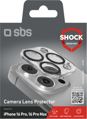 SBS Camera Protection Tempered Glass Transparent for the iPhone 16 Pro, iPhone 16 Pro Max