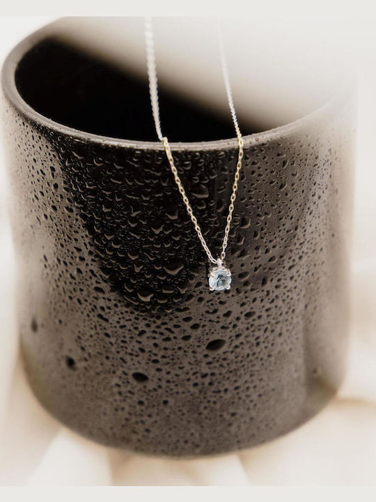 Themelidis Jewels Necklace from 14K White Gold with Zircon Turquoise