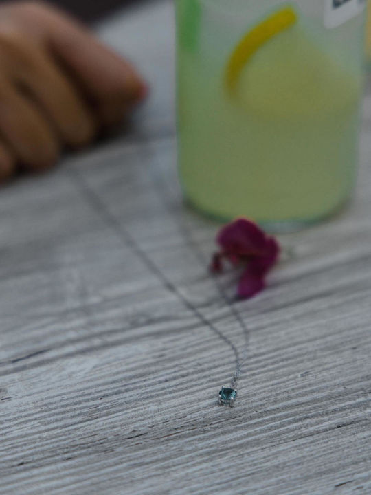 Themelidis Jewels Necklace from 14K White Gold with Zircon Turquoise