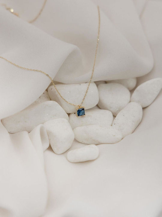 Themelidis Jewels Gold 14K Necklace with Blue Zircon