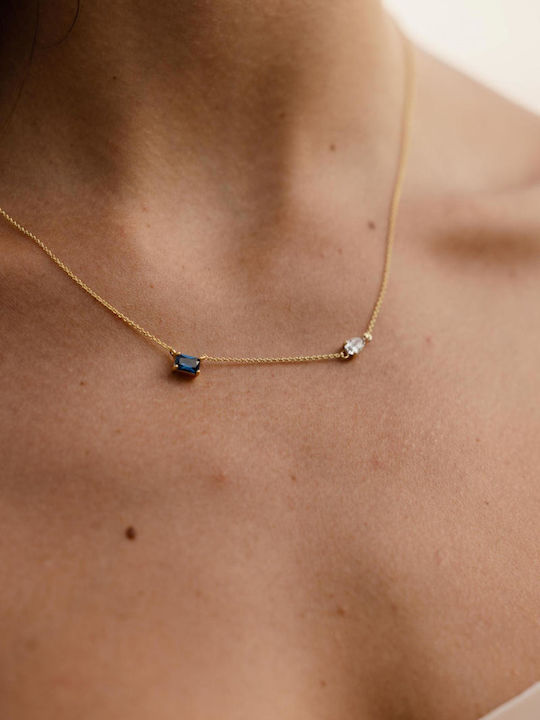 Themelidis Jewels Halskette aus 14K Gold mit Zirkon Blauer