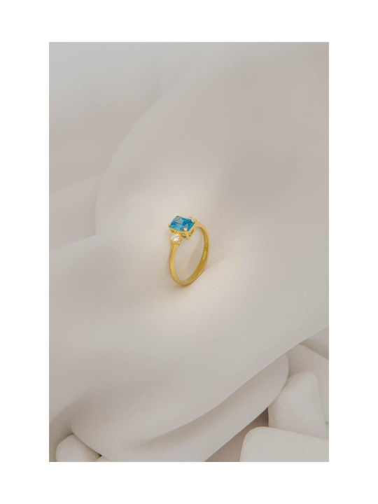 Themelidis Jewels Women's Gold Ring with Zircon 14K