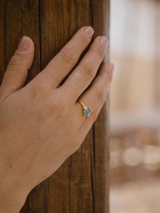 Themelidis Jewels Ring with Zircon made of Gold 14K
