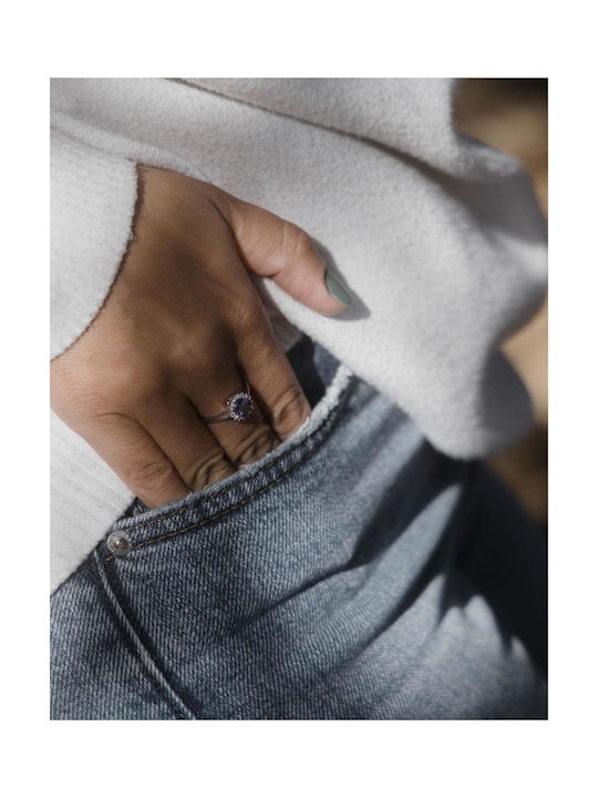 Themelidis Jewels Ring with Zircon made of White gold 14K