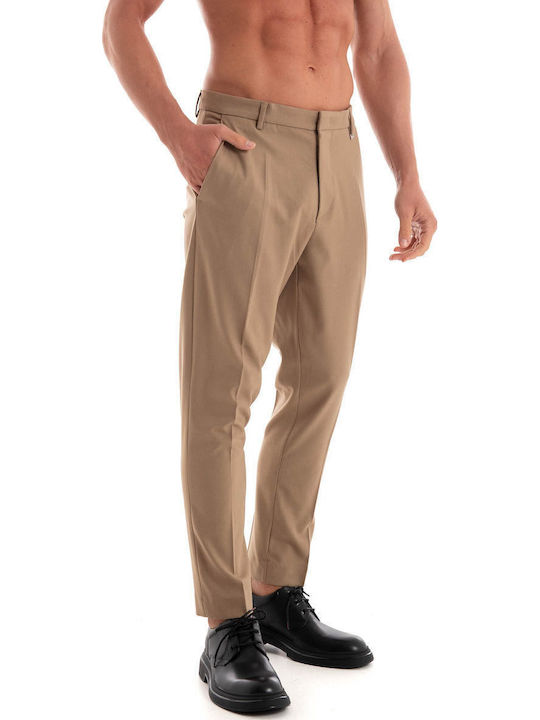 Pantaloni Elastic cu Croială Slim Beige